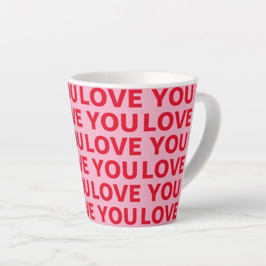 Fancy Romantisch Rood & Roze Liefde U Patroon Latte Mok (Rechterhoek)