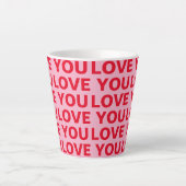 Fancy Romantisch Rood & Roze Liefde U Patroon Latte Mok (Voorkant)