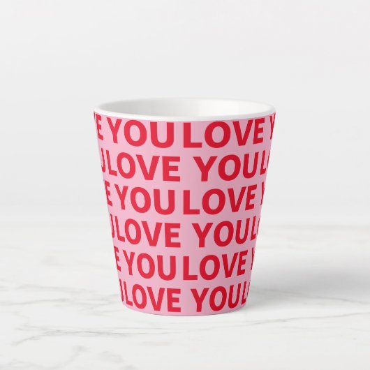 Fancy Romantisch Rood & Roze Liefde U Patroon Latte Mok (Voorkant)