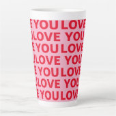 Fancy Romantisch Rood & Roze Liefde U Patroon Latte Mok (Voorkant)
