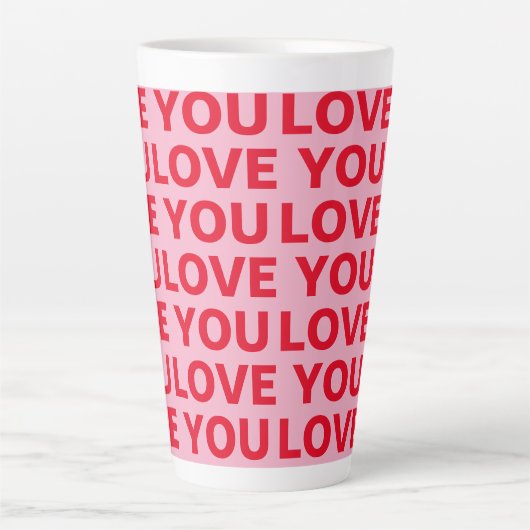 Fancy Romantisch Rood & Roze Liefde U Patroon Latte Mok (Voorkant)