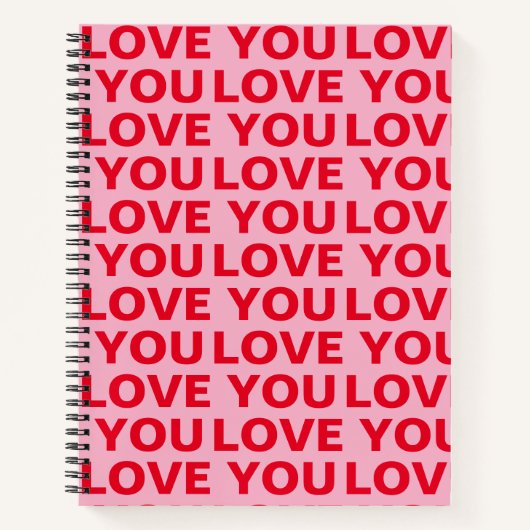 Fancy Romantisch Rood & Roze Liefde U Patroon Notitieboek (Voorkant)