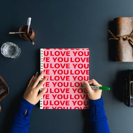 Fancy Romantisch Rood & Roze Liefde U Patroon Notitieboek