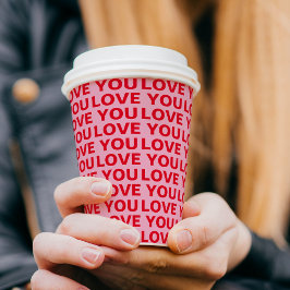 Fancy Romantisch Rood & Roze Liefde U Patroon Papieren Bekers