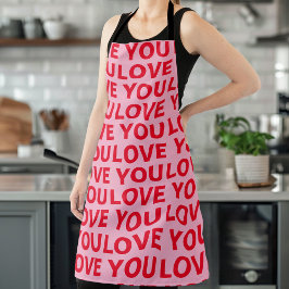 Fancy Romantisch Rood & Roze Liefde U Patroon Schort