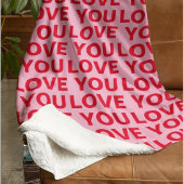Fancy Romantisch Rood & Roze Liefde U Patroon Sherpa Deken