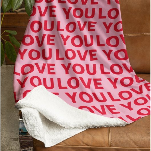 Fancy Romantisch Rood & Roze Liefde U Patroon Sherpa Deken