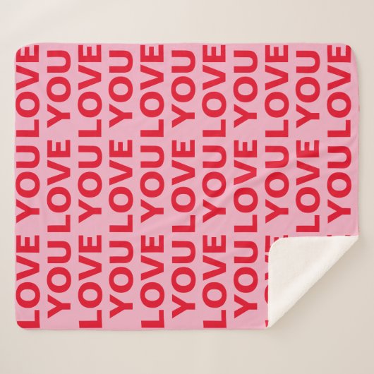 Fancy Romantisch Rood & Roze Liefde U Patroon Sherpa Deken (Voorkant (horizontaal))