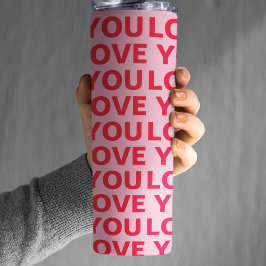 Fancy Romantisch Rood & Roze Liefde U Patroon Thermosbeker