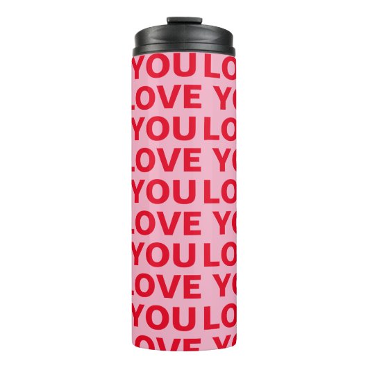 Fancy Romantisch Rood & Roze Liefde U Patroon Thermosbeker (Voorkant)