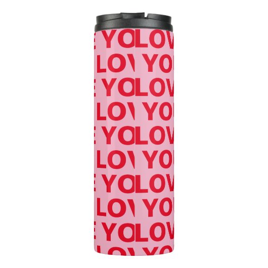 Fancy Romantisch Rood & Roze Liefde U Patroon Thermosbeker (Achterkant)