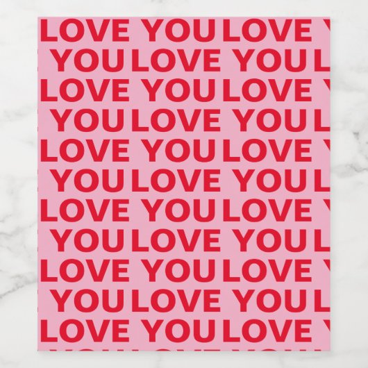 Fancy Romantisch Rood & Roze Liefde U Patroon Wijn Etiket (Enkel label)