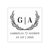 Fancy Romantische minimale bijkantoren Initialen Rubberstempel (Afrduk)