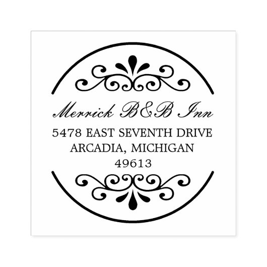 Fancy Rond Terugkeeradres Rubberzegel Rubberstempel (Afrduk)