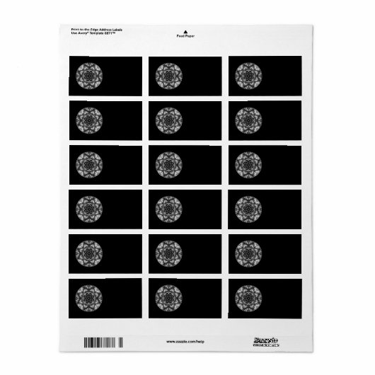 Fancy rondom ontwerp op zwart. etiket (Full Sheet)