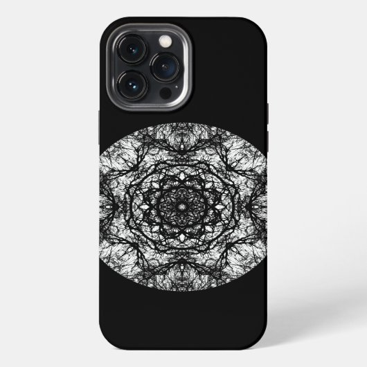 Fancy rondom ontwerp op zwart. iPhone hoesje (Achterkant)