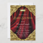 Fancy Rood en Goud Prince Baby shower Kaart (Achterkant)