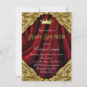 Fancy Rood en Goud Prince Baby shower Kaart (Achterkant)