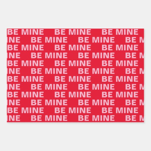 Fancy Rood en Roze BE MIne Valentijns Inpakpapier Vel (Voorkant 3)
