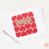 Fancy rood en roze hartpatroon Happy Valentijns Vierkante Sticker (Envelop)