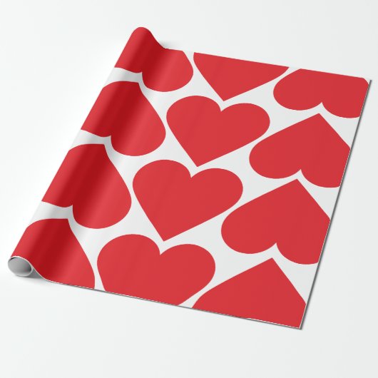 Fancy rood en roze hartritme Valentijns Cadeaupapier (Uitgerold)