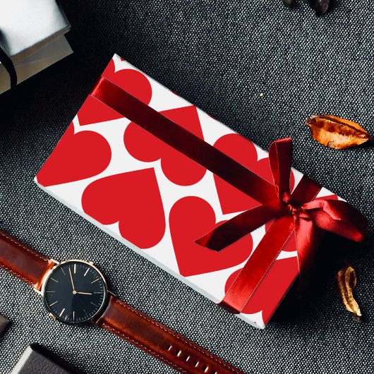 Fancy rood en roze hartritme Valentijns Cadeaupapier