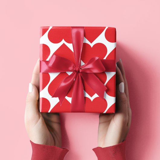 Fancy rood en roze hartritme Valentijns Cadeaupapier