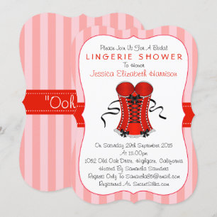 Fancy rood- en witcorset Lingerie Shower Kaart