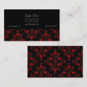 Fancy rood en zwart Damask Visitekaartje (Voorkant / Achterkant)