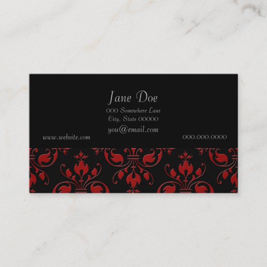 Fancy rood en zwart Damask Visitekaartje (Voorkant)