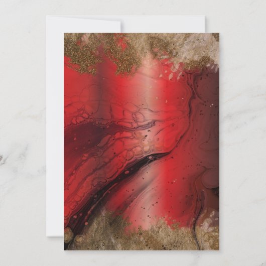 Fancy Rood Goud Glam Luxe Marmeren Verf Sweet 16 Kaart (Achterkant)