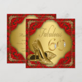 Fancy Rood Goud Hoge Hak Fabulous 60e Verjaardag Kaart (Voorkant / Achterkant)
