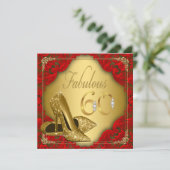 Fancy Rood Goud Hoge Hak Fabulous 60e Verjaardag Kaart (Staand voorkant)