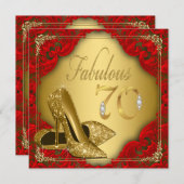 Fancy Rood Goud Hoge Hak Fabulous 70e Verjaardag Kaart (Voorkant / Achterkant)