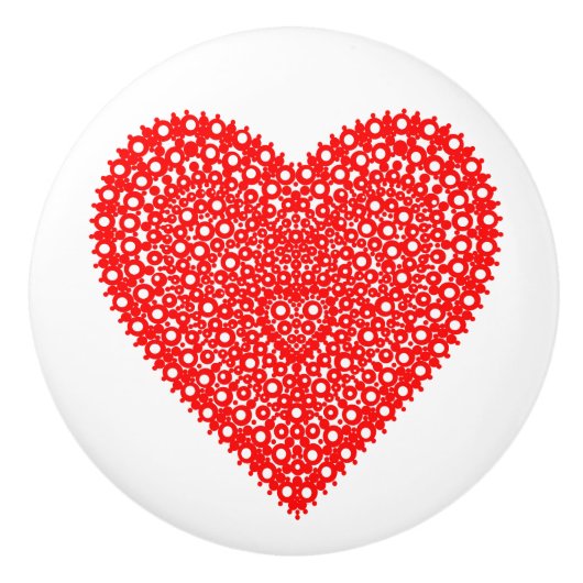 Fancy rood hart grafisch ontwerp keramische knop (Voorkant)
