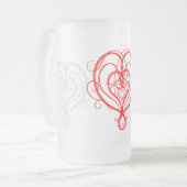 Fancy rood hart matglas bierpul (Voorkant links)