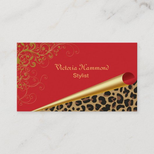 Fancy rood & jaguar Print Visitekaartje (Voorkant)