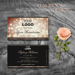 Fancy Roos Gold Sparkle Glitter Zwart en Logo Visitekaartje
