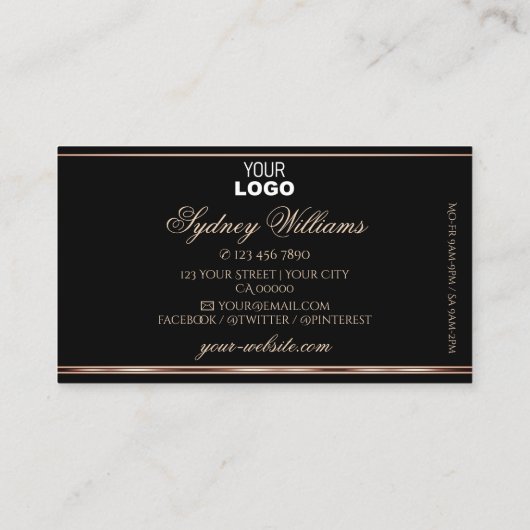 Fancy Roos Gold Sparkle Glitter Zwart en Logo Visitekaartje (Achterkant)