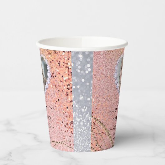 Fancy Roos Gold Sparkly Custom Photo Retirement Papieren Bekers (Links)