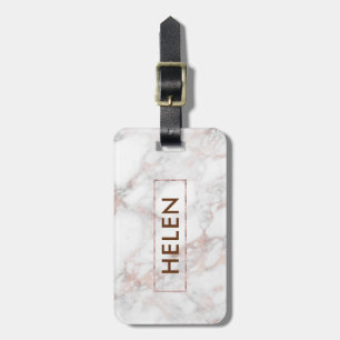 Fancy Roos-gouden Faux Marble Bagagelabel