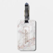 Fancy Roos-gouden Faux Marble Bagagelabel (Achterkant verticaal)