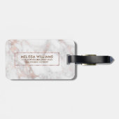 Fancy Roos-gouden Faux Marble Bagagelabel (Achterkant horizontaal)