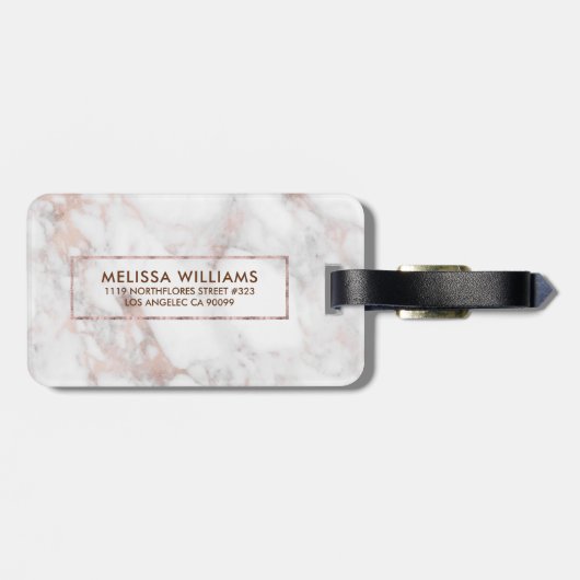 Fancy Roos-gouden Faux Marble Bagagelabel (Achterkant horizontaal)