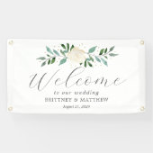 Fancy Roos Welkom Trouwbanner Spandoek (Horizontaal)