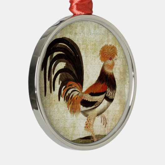 Fancy Rooster Metalen Ornament (Rechts)