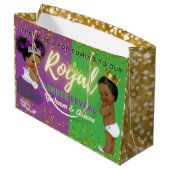Fancy Royal African Gender Reveal Paarse & Groen Groot Cadeauzakje (Achterkant Gekanteld)