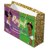 Fancy Royal African Gender Reveal Paarse & Groen Groot Cadeauzakje (Voorkant Gekanteld)