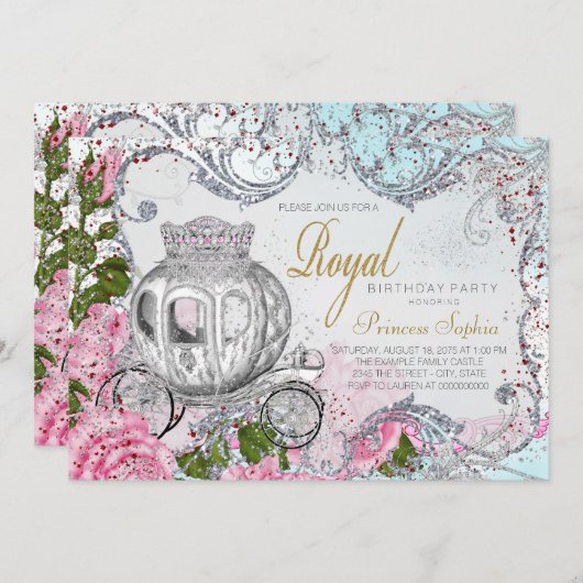Fancy Royal Birthday Party Princess Kaart (Voorkant / Achterkant)