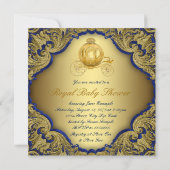 Fancy Royal Blue Gold Glitter Prince Baby shower Kaart (Achterkant)